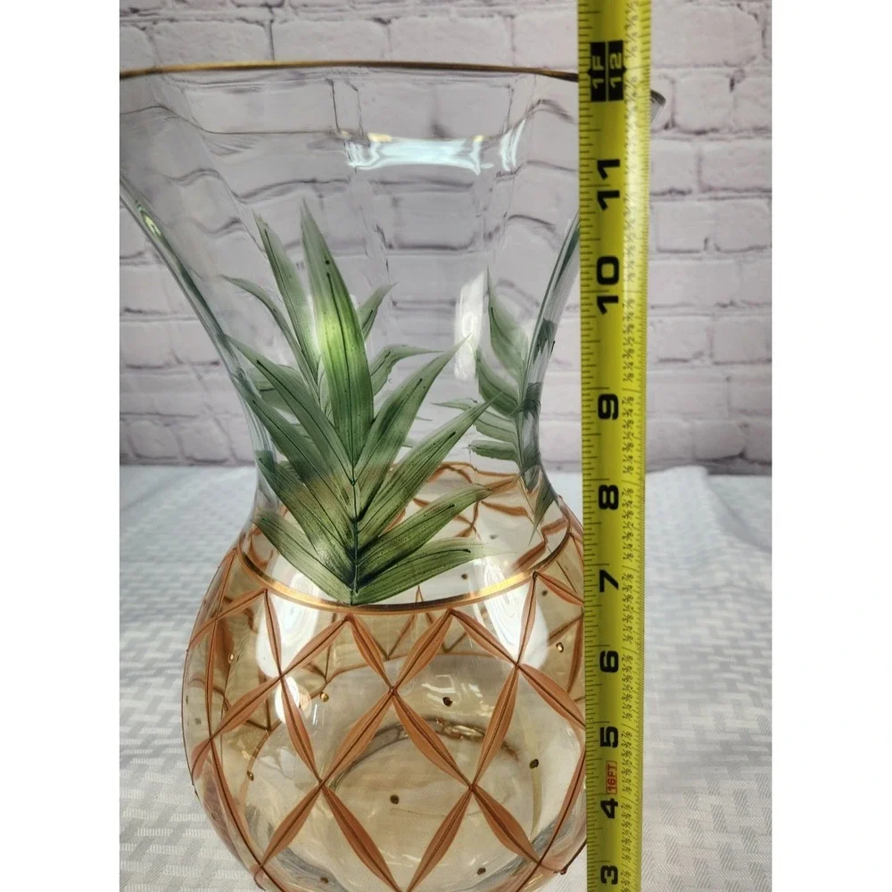 Vintage Large Romanian Handcrafted Hand Painted Crystal Pineapple Vase Decor 12